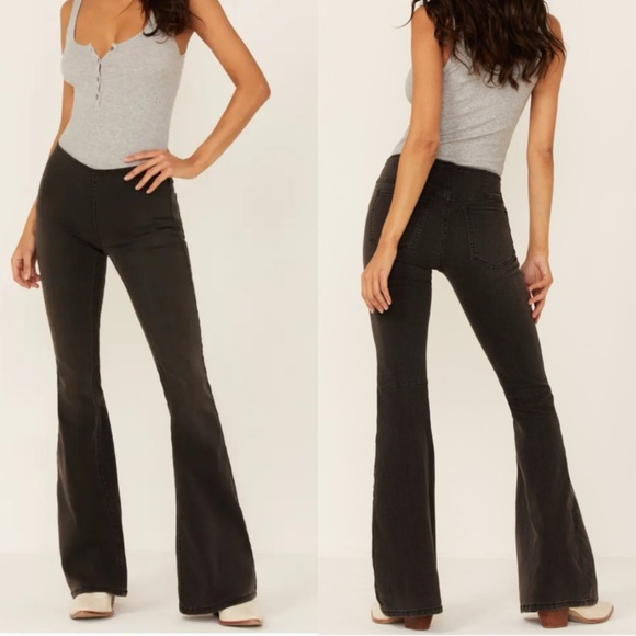 Free People Denim - Free People Black Flare & Wide Leg Jeans